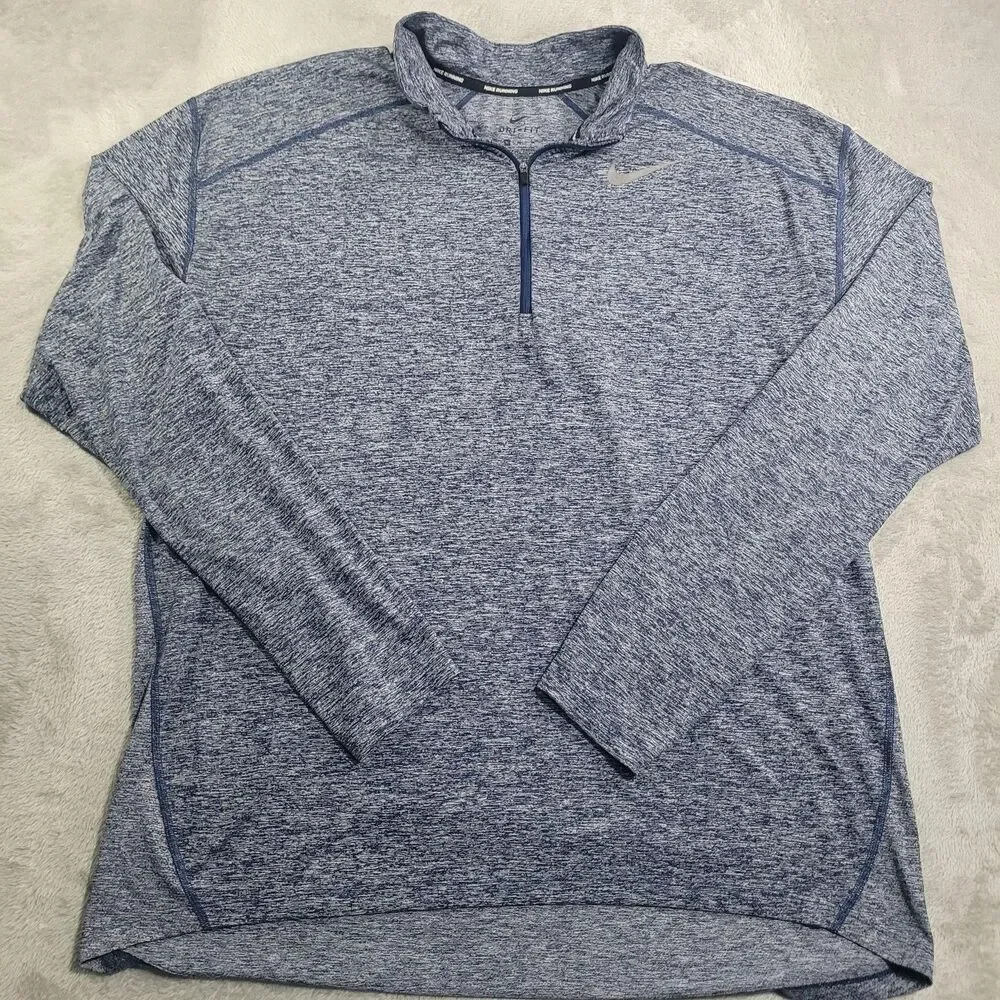 Nike Dri-FIT Pullover Mens XL Blue 1/4 Zip Long Sleeve Running Top Athletic
